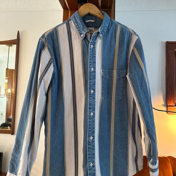 Striped Button-Down, Zara’s Men Size Medium - Picture 1 of 4